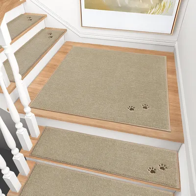 Treppenkantenmatten, Antirutsch, 30x30 cm, beige, maschinenwaschbar