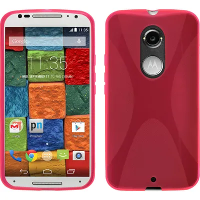Produktbild von PhoneNatic Case kompatibel mit Motorola Moto X 2014 2. Gen. - pink Silikon Hülle X-Style + 2 Schutzfolien