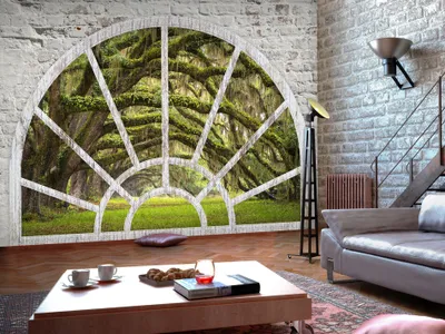 Produktbild von Vlies Fototapete 400x280 cm Tapeten Wandtapete XXL Fenster Natur Landschaft c-A-0088-a-d