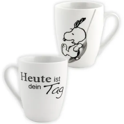 Produktbild von The Peanuts Tasse Snoopy - Heute ist dein Tag! Kaffeetasse Becher Kaffeebecher aus Keramik Weiß 280 ml
