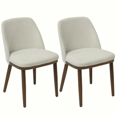 Produktbild von Duhome Esszimmerstuhl 2er Set Küchenstuhl aus Leinen und Holz Polsterstuhl mit Gebogene Rückenlehne für Esszimmer Wohnzimmer Restaurant, Beige