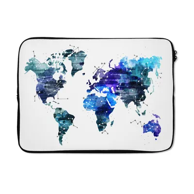 Produktbild von MuchoWow® Laptop Hülle 14 ZollWeltkarte - Blau - Sternenhimmel - Kinder - Jungen - Mädchen Laptoptasche - Laptoptasche - Stoßsicher - Schutzhaube