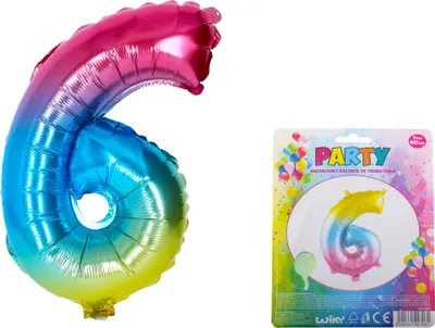 Produktbild von Aufblasbarer Ballon – Nummer 6, regenbogenfarben
