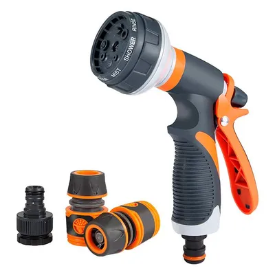 Produktbild von Garten Sprühpistole 8 Modi Bewässerungsset mit Anschlüssen verstellbarer Wasserstrahl - HoseSpray