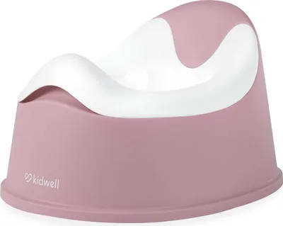 A pink and white potty for a baby.