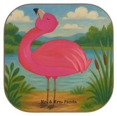 Produktbild von Mr. & Mrs. Panda Tassenuntersetzer Flamingo Stolz Design - Weiß - Geschenk, gläseruntersetzer, Untersetzer Glas, Mama, Coaster, für Gläser, Tischuntersetzer, Freundin
