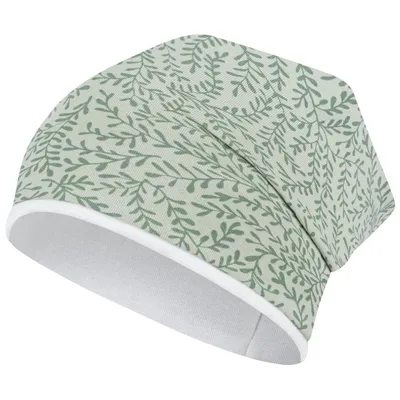 Produktbild von Mädchen Herbstmütze Beanie Übergangsmütze Baumwolle doppellagig, Gr. 50-52, Hellgrün Zweige