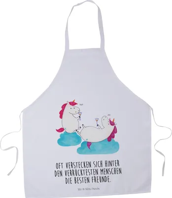 Produktbild von Mr. & Mrs. Panda Grill Schürze Einhorn Sekt - Weiß - Geschenk, Einhörner, Mädelsabend, Party, Freundin, Kochschürze, Gastro, Unicorn, Küchenzubehör, Vorbinder