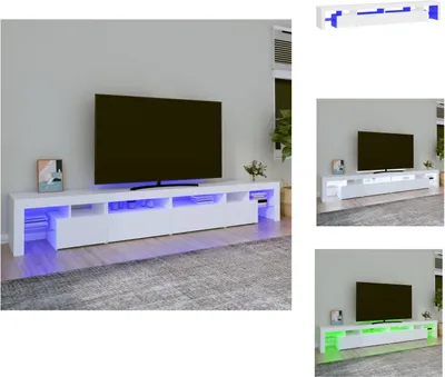 Image de vidaXL Armoire TV avec lampes LED Blanc 260x36,5x40 cm - Meuble TV
