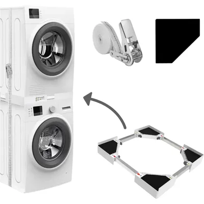 Produktbild von Waschmaschinenuntergestell Verbindungsrahmen für Waschmaschine und Wäschetrockner 50-70cm Zubehör für Zwischenbausatz Stapelrahmen, Waschmaschinenzube