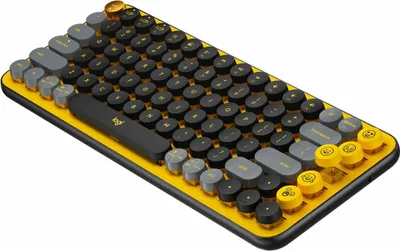 Produktbild von Logitech POP Keys, Mini, Kabellos, Bluetooth, Mechanischer Switch, AZERTY, Schwarz, Grau, Gelb