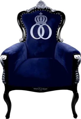 Produktbild von Pompöös by Casa Padrino Luxus Barock Sessel Bergere Blau / Schwarz / Silber - Pompööser Barock Sessel designed by Harald Glööckler