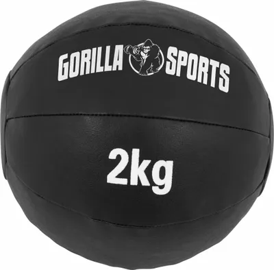Produktbild von GORILLA SPORTS® Medizinball - 2kg Gewichte, 29cm, aus Leder, Schwarz - Trainingsball, Fitnessball, Gewichtsball, Slam Ball