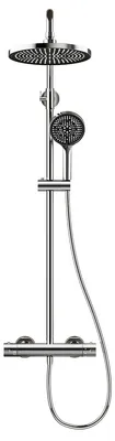 Produktbild von Thermostat Duschset für Badewanne - Drehbares Duschsystem mit Armatur - 304 Edelstahl - Einhebelmischer - Warm- und Kaltwasser - Poliert verchromt