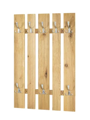 Produktbild von HAKU Wandgarderobe edelstahloptik, eiche - Echtholzfurnier, MDF, Metall, B/H/T: 65x100x9 cm