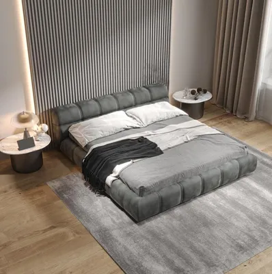 Immagine prodotto di Camera da letto grigia bassa Letto matrimoniale di design Stile moderno