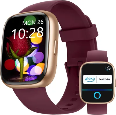 Produktbild von KALINCO Alexa Smartwatch mit Telefonfunktion Fitness Uhr IP68 wasserdicht 100 Sportmodi Herzfrequenz Stress SpO2 Schlafanalyse iOS Android