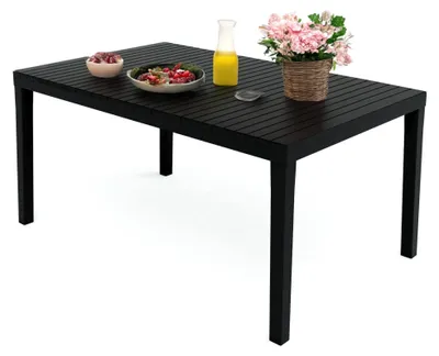 Produktbild von Außentisch Danastas, rechteckiges Esszimmerregal, Mehrzweck-Gartentisch, 100 % Italy, 150 x 90 x 72 cm, Anthrazit