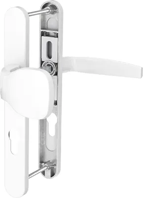 Produktbild von Schmalrahmengarnitur 8-72mm Schildgarnitur Weiss RAL9016 Langschildgarnitur PZ Knopf/Drücker 55-70mm nein