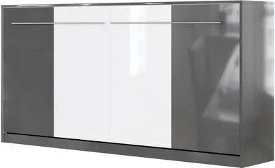 Produktbild von SMARTBett Schrankbett Standard  Anthrazit Hochglanz/Anthrazit & Weiss Hochglanz 90 Horizontal