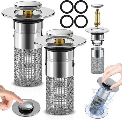 Produktbild von Famanu Abflussfilter Edelstahl mit Sieb - 2 Stück