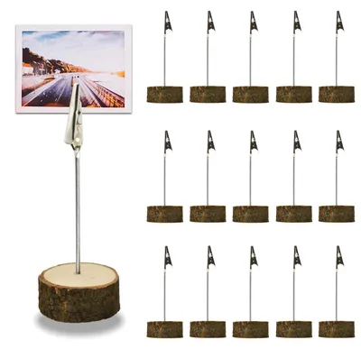 Holz-Kartenhalter 20 Stück, Fotohalter, Standfuß, Naturholz
