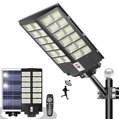 Produktbild von Solar Straßenleuchte, 3000W, 960 LEDs mit Bewegungsmelder, IP67 Wasserdicht, 7000 K Tageslichtweiß, 2 Tage Autonomie für Parkplatz, Straße, Groß Gart