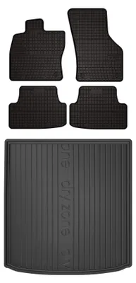 Productafbeelding van Rubberen automatten + kofferbakmat voor Volkswagen Golf VIII vanaf 2019 (stationwagen) – 5-delig, zwart, op maat – Wielganizator SolidPRO