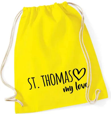 Produktbild von Huuraa Turnbeutel St. Thomas my love 12 Liter Yellow Baumwolle Rucksack Geschenkidee