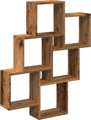 Image de vidaXL Étagère cube imitation bois ancien 78x15x93 cm Matériau dérivé du bois