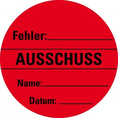 Produktbild von Dreifke® Aufkleber I Organisationsetikett Ausschuss, rot, Haftpapier, ablösba...