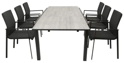 Produktbild von Garnitur 7-teilig 300 x 91,5 x 220 cm Aluminium Kunstgewebe Glas Anthrazit