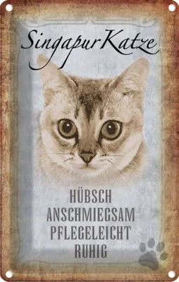 Produktbild von vianmo Blechschild 18x12 cm Singapur Katze Tier Haustier