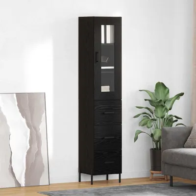 Immagine prodotto di vidaXL Credenza nera look rovere 34,5 x 34 x 180 cm materiale a base di legno