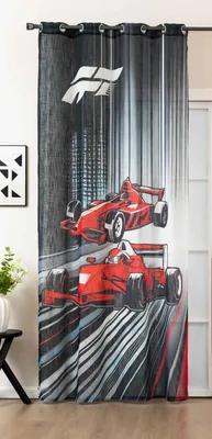 Produktbild von Gardine Ösen Grobfaser »Seoul Collection« HxB 245x140 cm Racing Black Digital Druck Ösen Linenlook-Struktur Halbransparent Blickdicht 2024120