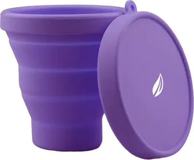Immagine prodotto di Coppette mestruali sterilizzatrici, Linovit®, pieghevoli, in silicone medicale, riutilizzabili, 230 ml, viola