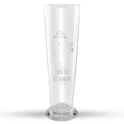 Produktbild von Mr. & Mrs. Panda Bierglas Bär Prüfung - Transparent - Geschenk, Bier Glas, Abschlusszeugnis, Bestanden, Zeugnis, Abschluss, Weißbierglas, Mr Mrs Weizenglas, Teddy, Weizen