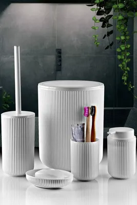 Immagine prodotto di Mijolnir, BNYST-1-5, set da bagno (5 pezzi), bianco, 100% PLASTICA, 6,5 x 6,5 x 18,5 cm