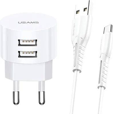 Immagine prodotto di Usams Charger t20 2XUSB 2,1A USB-C Kable Round