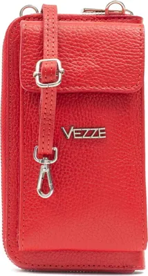 Produktbild von Damentasche Leder Vezze Felicita – Kleine elegante Handtasche Damen Echtleder Mobiltelefon Rot
