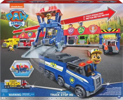 Produktbild von PAW Patrol Big Truck Pups, Truckstop-Hauptquartier, 91,4cm breites verwandelbares Spielset, Action-Figuren, Spielzeugautos, Licht- und Soundeffekte, Kinderspielzeug, Auto & Stadt, 3 Jahr(e), AAA, Mehrfarbig