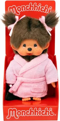 Obrázek produktu pro Dívka v županu s copánky | 20 cm panenka Monchhichi | Móda