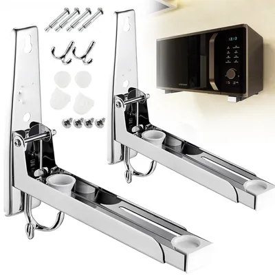 Produktbild von 2 Stück Mikrowellenhalterung Wand aus Edelstahl, Universal Mikrowellen Halterung, für Mikrowelle, Backofen