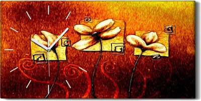 Produktbild von Küchenuhr Bürouhr Leinwand Uhr Geräuschlos 60x30 Gemälde Abstrakte Blumen Kunst - weiße Hände