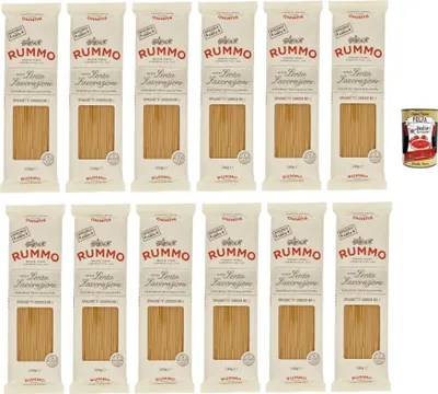 Produktbild von Rummo Spaghetti Grossi No.5 12x500g | Hartweizengrieß, al bronzo – langsam getrocknet, extra dick & bissfest – Premium Vorratspack Familie & Gastro + Italian Gourmet polpa