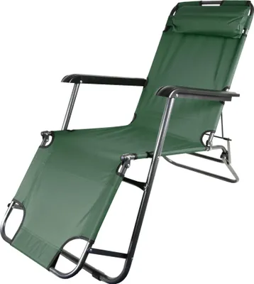 Produktbild von Aga Sonnenliege mit Fußteil DS713 Dunkelgrün, leicht & klappbar, Stahl - pulverbeschichtet, UV-beständig, Liegestuhl, Gartenstühle, Gartenliege, Relaxsessel mit Kopfpolster, Camping Garten Balkon