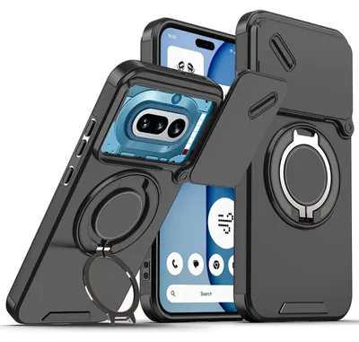 Obrázek produktu pro Dvouvrstvé pouzdro pro Nothing Phone (4a), s posuvným krytem fotoaparátu a magnetickým kroužkovým stojánkem Černý