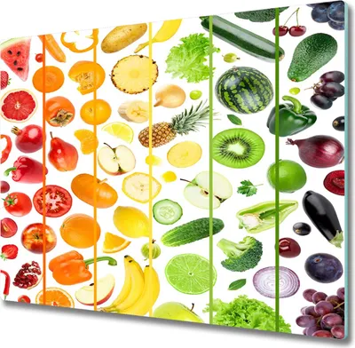 Produktbild von Glas Herdabdeckplatte 60x52 cm Spritzschutz Glasabdeckplatte Schneidebrett Obst und Gemüse