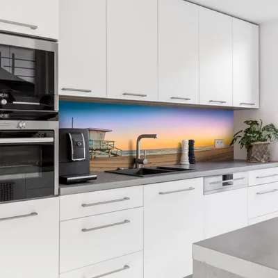 Produktbild von Dedeco Küchenrückwand Motiv: Strand V4, 5mm Hartschaum Kunststoffplatte PVC als Spritzschutz Küchenwand Wandschutz wasserfest, inkl. UV-Lack matt, alle Untergründe, 260 x 60 cm