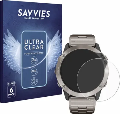 Produktbild von 6x Für Garmin quatix 6x Solar Schutzfolie Savvies Displayschutz Display Schutz Folie Klar Transparent
